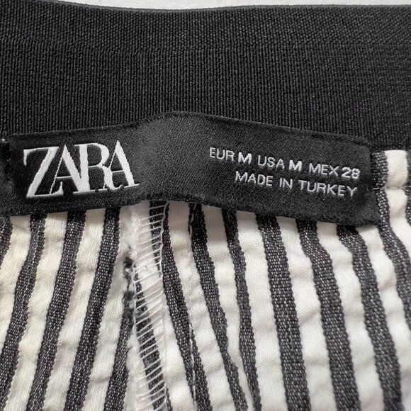 ZARA Women’s Black & White Striped Slim Fit Ankle Pants Size M - Picture 9 of 13